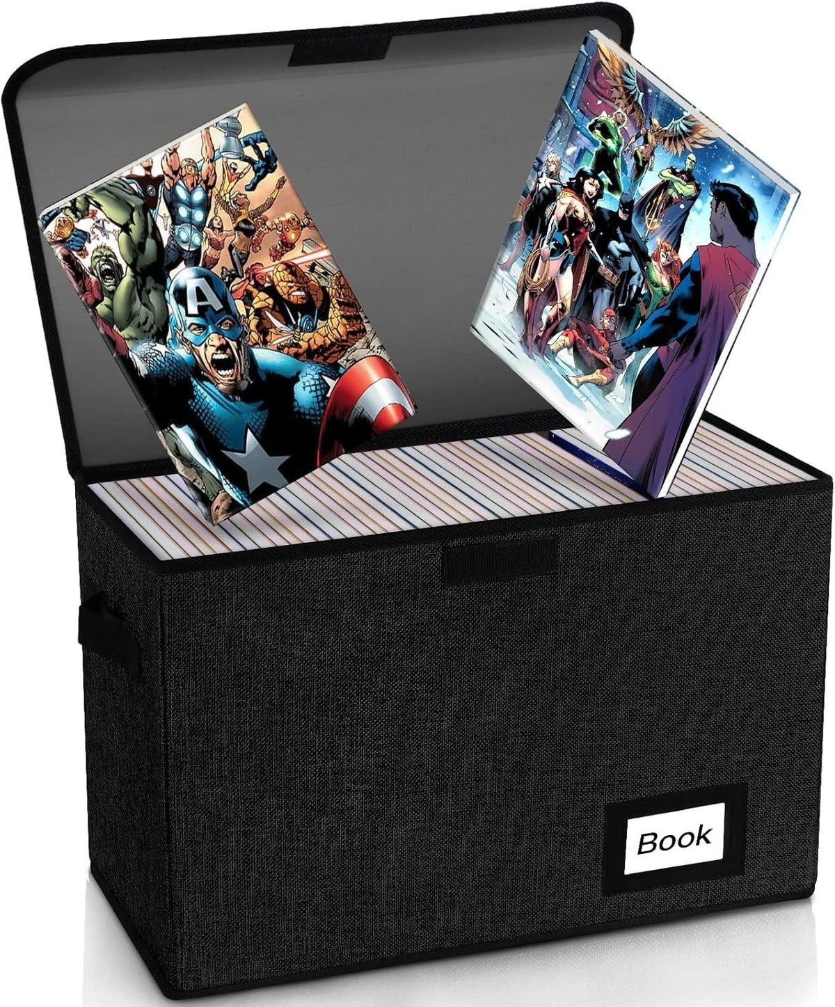Eco-Friendly Black Comic Book Box 15.8" x 7.8" x 11.8" - Collapsible & Stylish