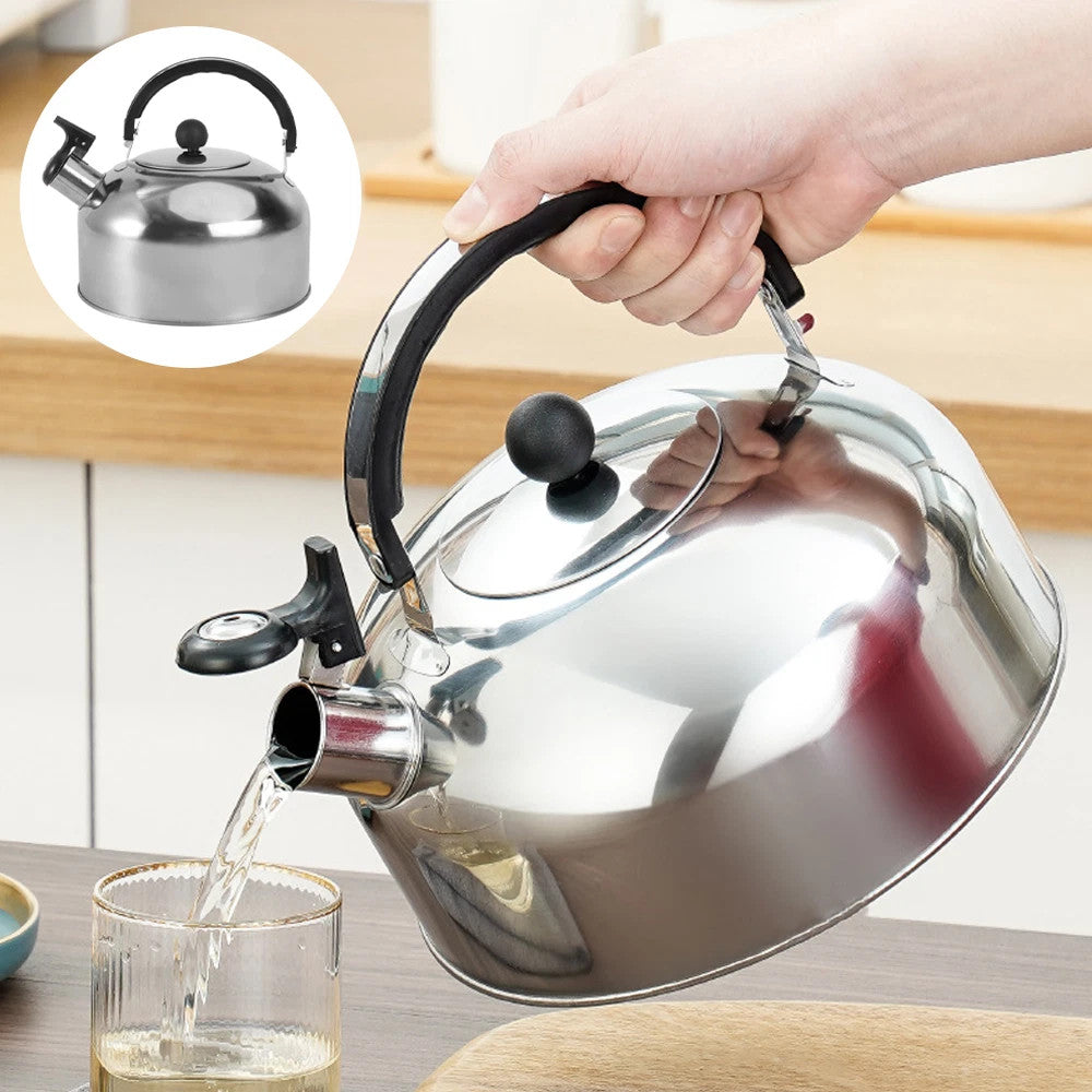 2L Stainless Steel Whistling Camping Kettle Cordless Gas Hob Kitchen Teapot UK