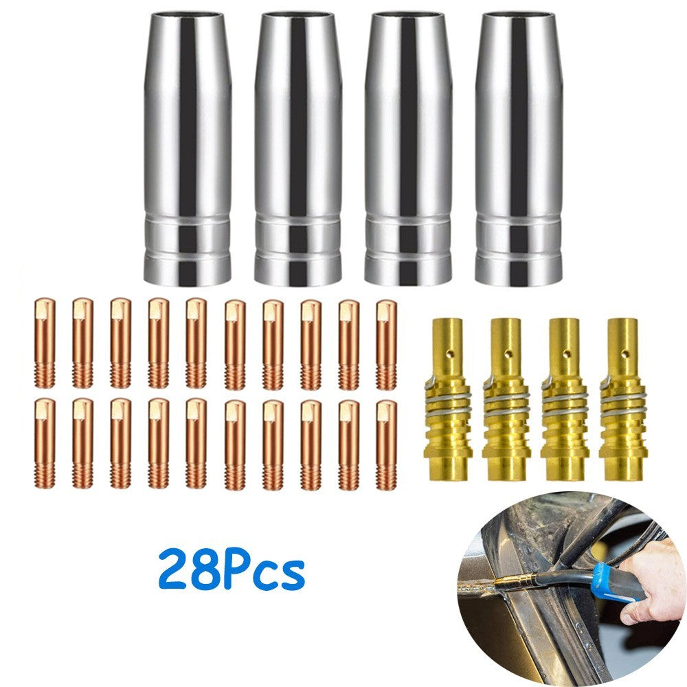 MB15 MIG WELDING CONSUMABLES KIT TORCH CONTACT TIPS NOZZLE SHROUD 15AK 28pcs