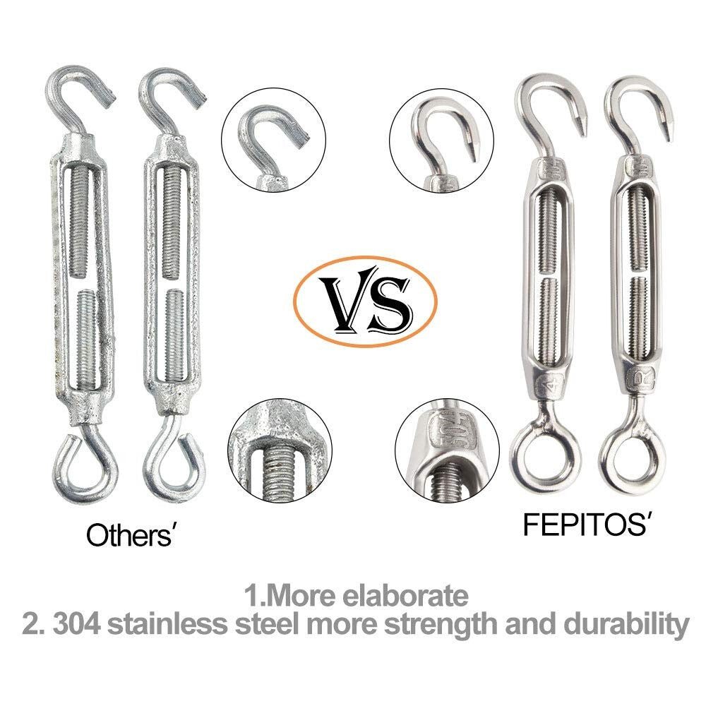 5PC Steel Hook Strainer Turnbuckle Wire Tensioner Eye Rope Cable Tension Heavy