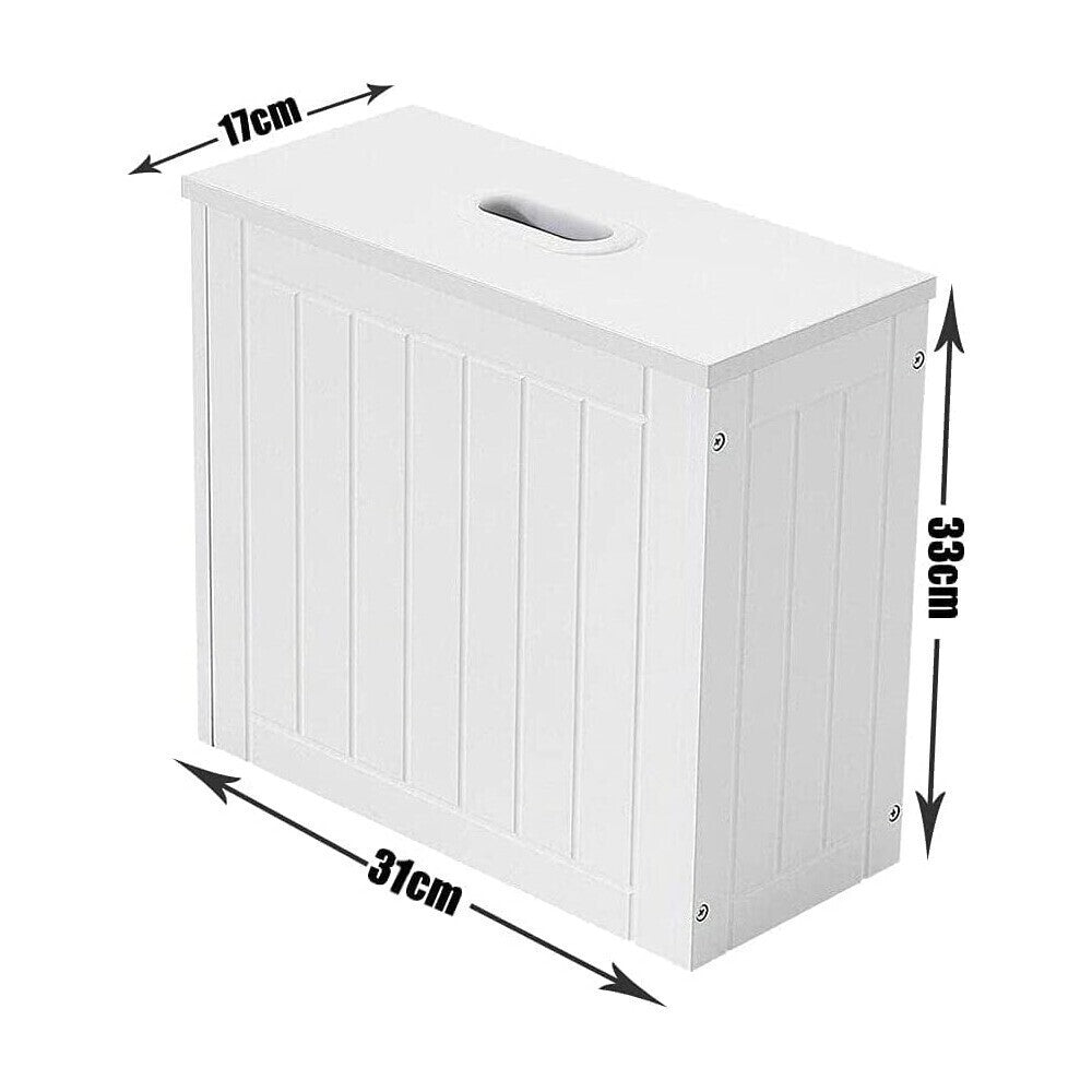 White Slimline Shaker Unit Multi purpose Bathroom Toilet Roll Storage Tidy Box