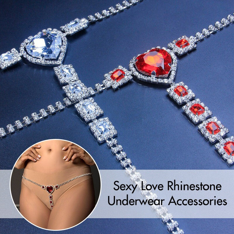 Women Chain Thong Sexy Panties Rhinestone Crystal Body Waist Jewelry Silver Red