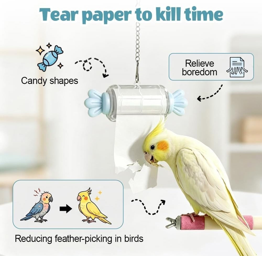 Bird Shredding Toys for Parrots,Interactive Rolling Paper Play Accessory