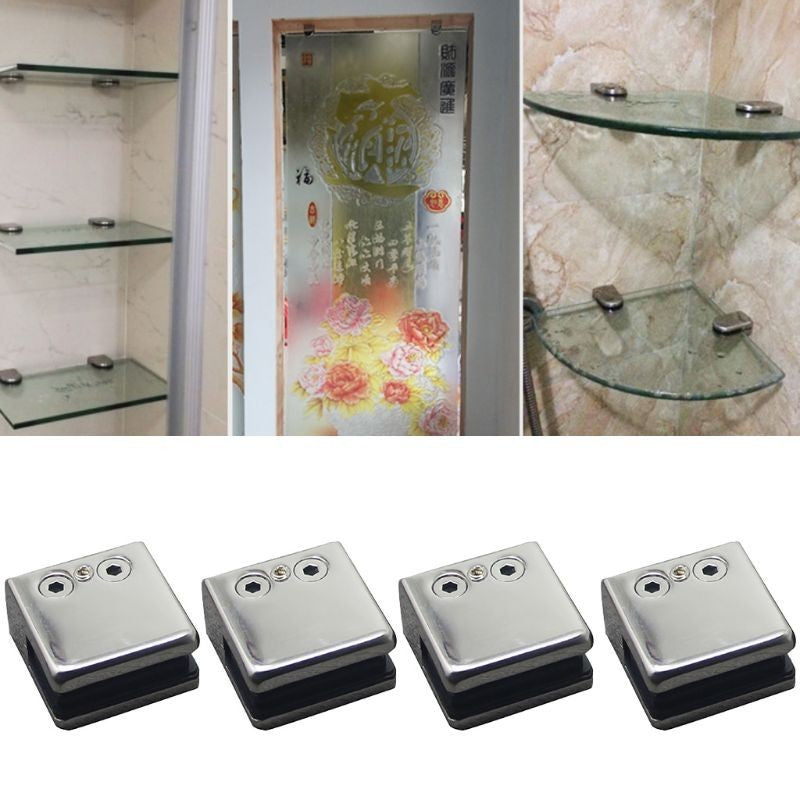 4PCS Stainless Steel Glass Clamps Adjustable 8-10MM Square Glass Clamp
