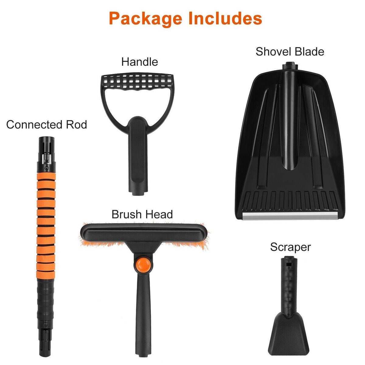5 in 1 Snow Shovel Kit Extendable Snow Brush 180° Pivoting for Car Trucks SUV UK