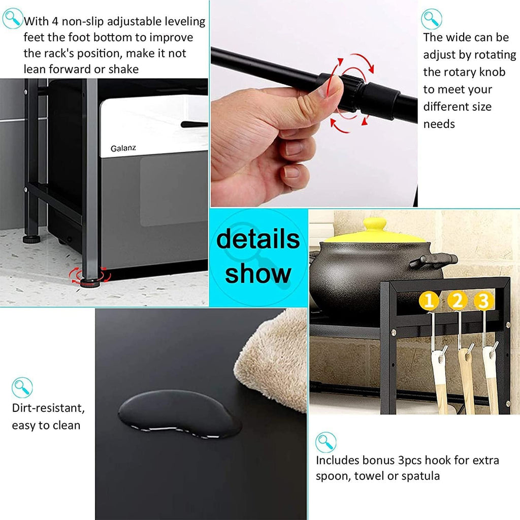 3 Tier Expandable Microwave oven Rack Stand Storage Holder Kitchen Corner Shelf
