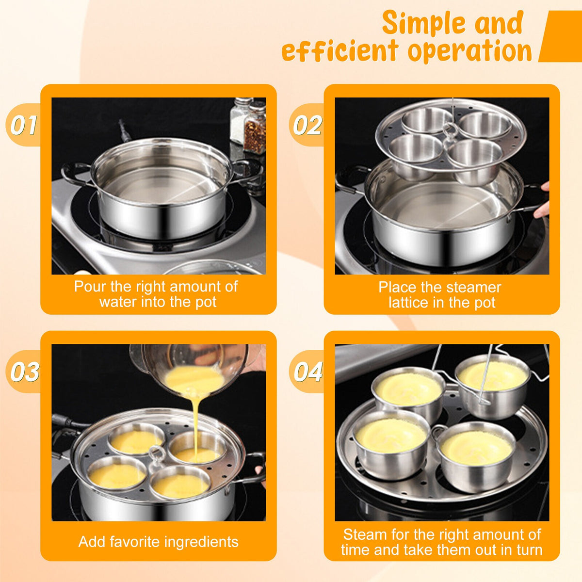 Egg Poacher Stainless Steel Poached Egg Maker Pot Egg Poaching Pan with 4 UK