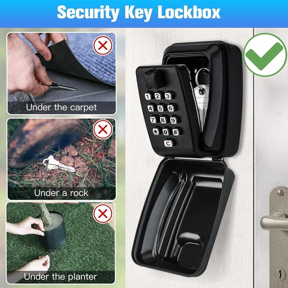 Key Safe Wall Mounted Lock Box Large Key Outdoor Lock Box 12-Digit Combination
