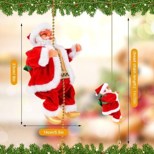 Christmas Electric Santa Claus Climbing Ladder Doll Music Xmas Music Decor Party