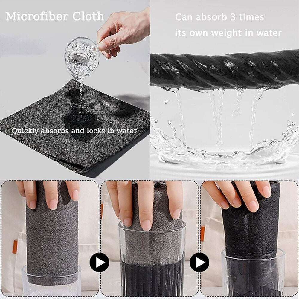 10PCS Thicken Magic Glass Cleaning Cloth Dishcloth Lint Free Rag Polish Cloth UK