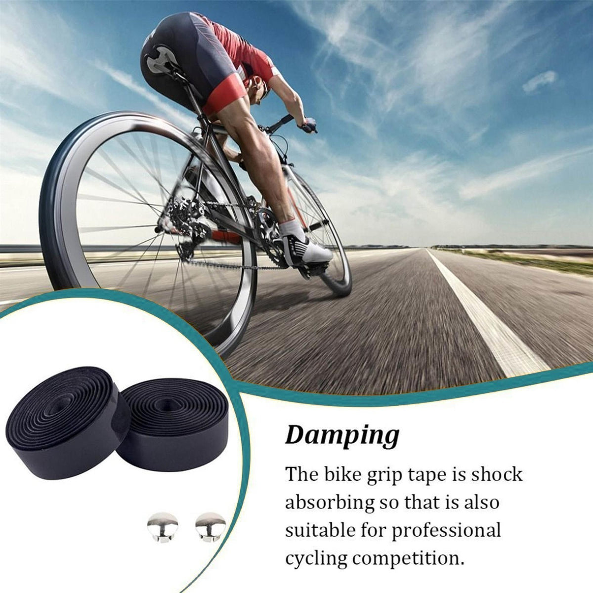 2pcs Rolls Non-Slip Cycling Handlebar Tape, Shock Absorbing, Carbon