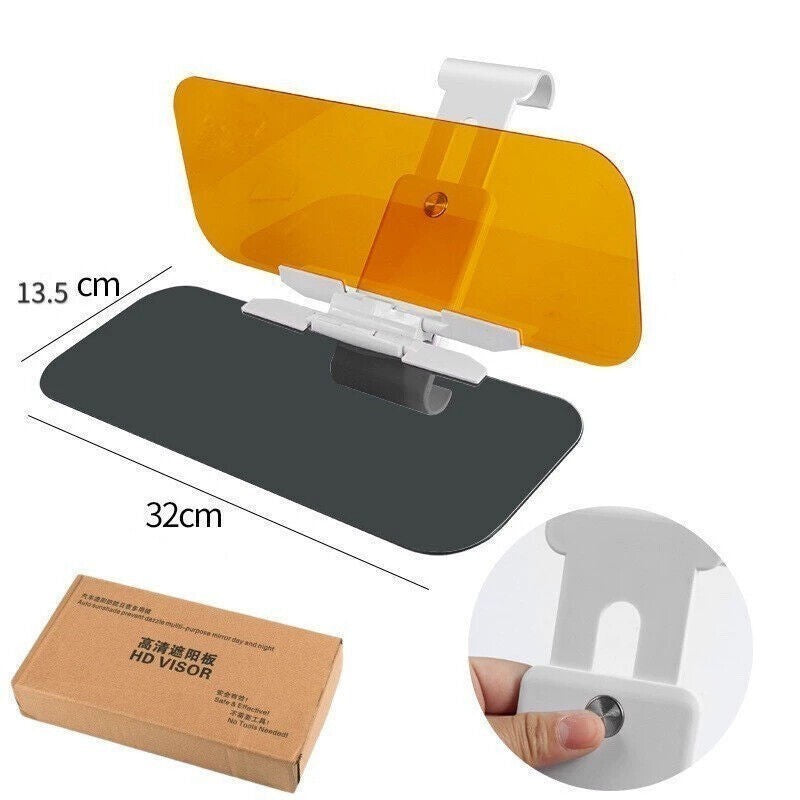 2 in 1 HD Car Anti-Glare Dazzling Goggle Day Night Vision Driving Mirror Sun Vis
