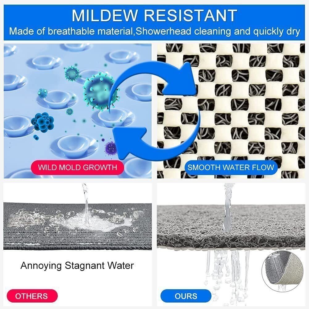 Non-Slip Anti Mould PVC Bath Mat Quick Dry Loofah Shower Mat for Inside Shower
