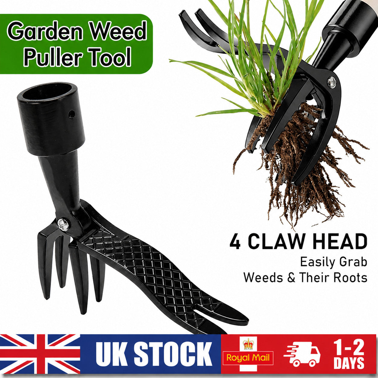Stand Up Weeder Puller Weed Claw Grass Root Remover Killer Manual Garden Tool UK
