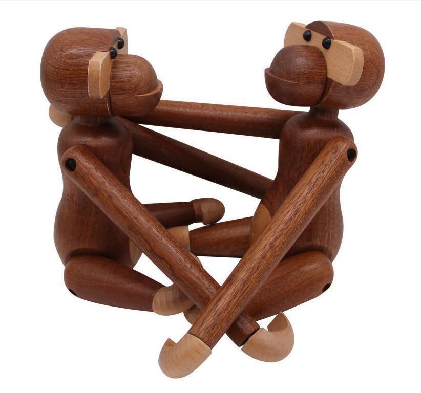 Vintage Kay Bojesen Style Teak Wood Hanging Monkey MCM Mid Century