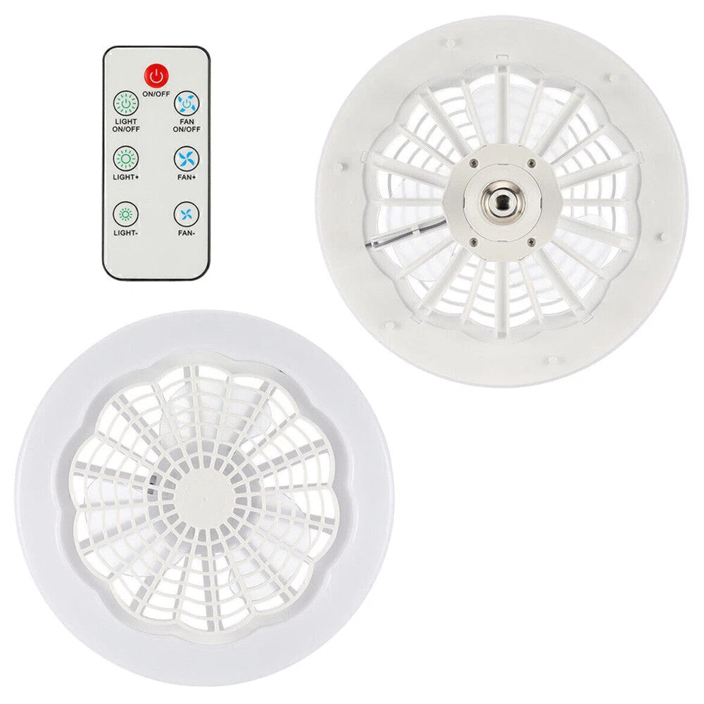 LED Ceiling Fan Light Dimmable E27 Living Room Chandelier Lamp w/ Remote Control