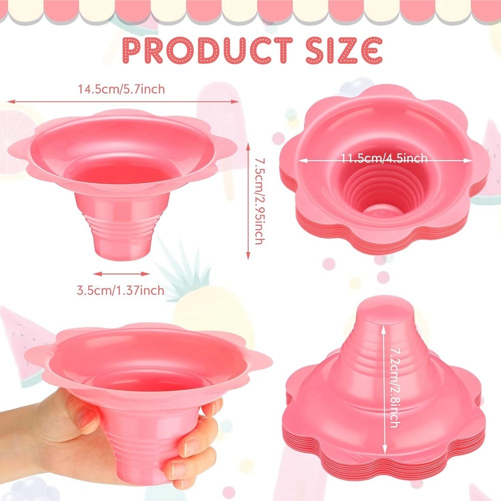200 Pieces 4 Oz  Shaved Ice Cups Flower Shaped Snow Cone Cups Leak Proof
