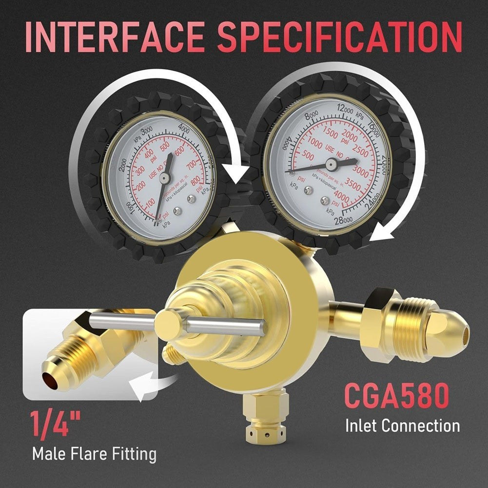 Nitrogen Regulator+Hose,0-800 PSI and 0-4000PSI Output Pressure,CGA5804808