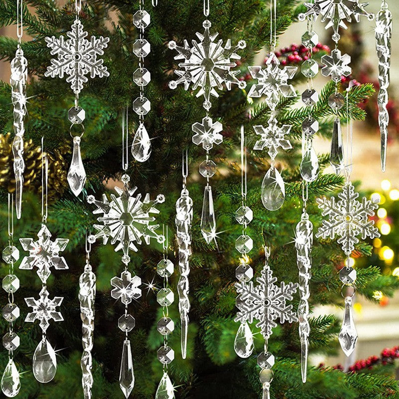 18 Pcs Christmas Tree Icicle Ornaments Clear Acrylic Icicle Christmas Decoration