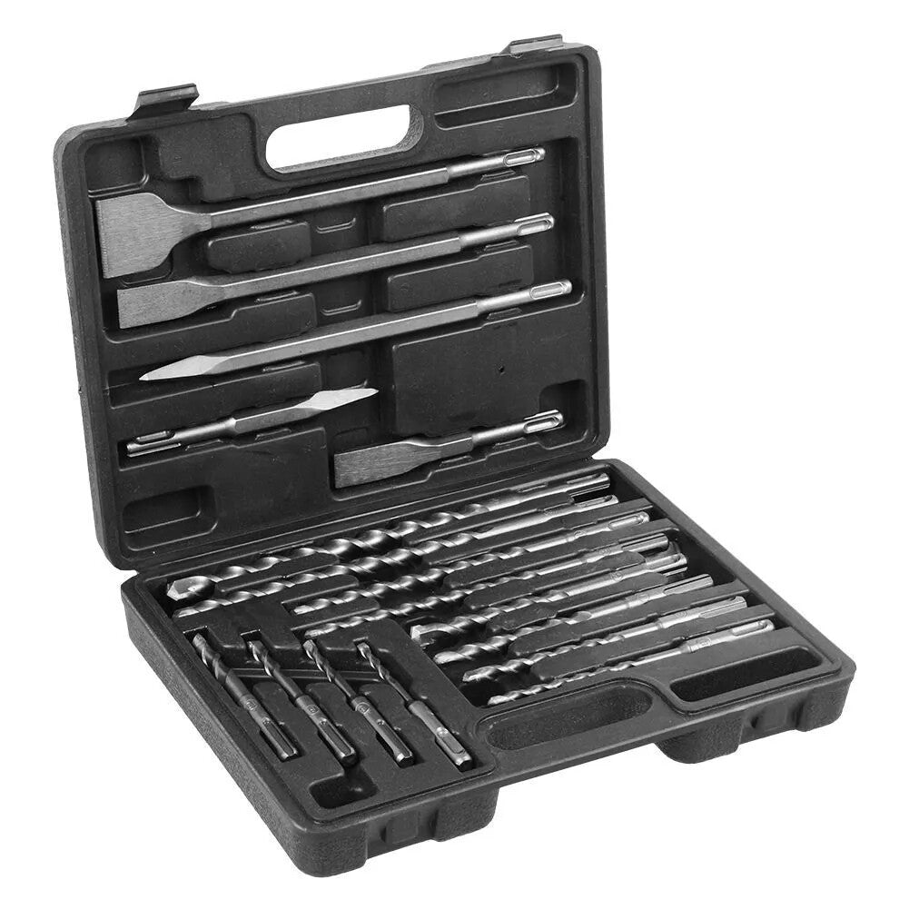 SDS Plus Rotary Hammer Drill & Chisel Bit Set Masonry Concrete Tile Brick 17PCS