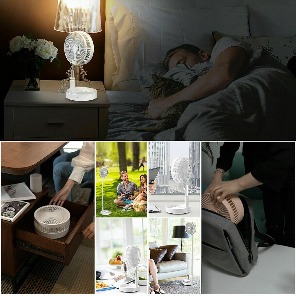 Telescopic Cordless Fan Cooling Wireless Folding Portable Rechargeable Fan UK