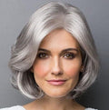 Woman Wig Silver Gray Bob Curly Hair Bangs Hair Wigs Wig Hairpieces
