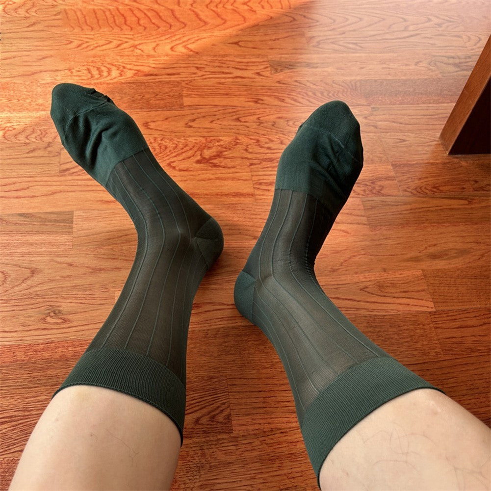 Men's Ultra Thin Sheer Socks 80% Polyamide 20% Spandex for Formal Dress Wear