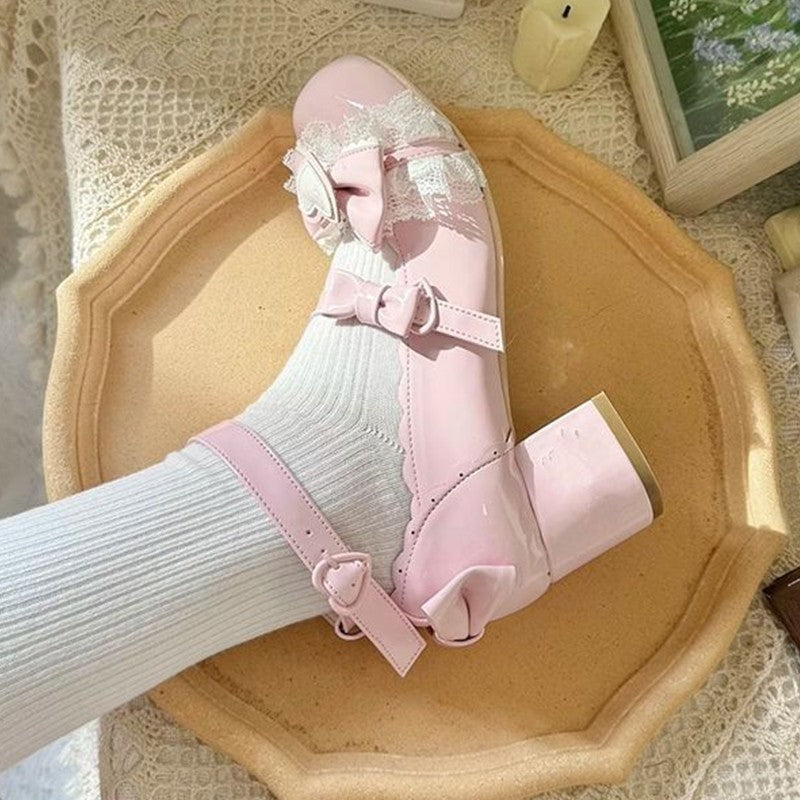 35-40 Sweet Lolita Mary Jane Shoes Cute Round Toe Heel Comfort Casual Non-Slip