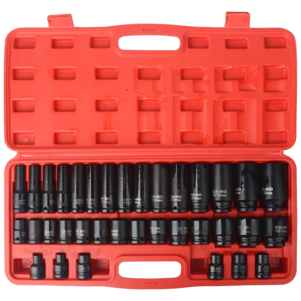 8-32mm 1/2" Sq Metric Drive Deep Impact Socket Tool Set Garage UK