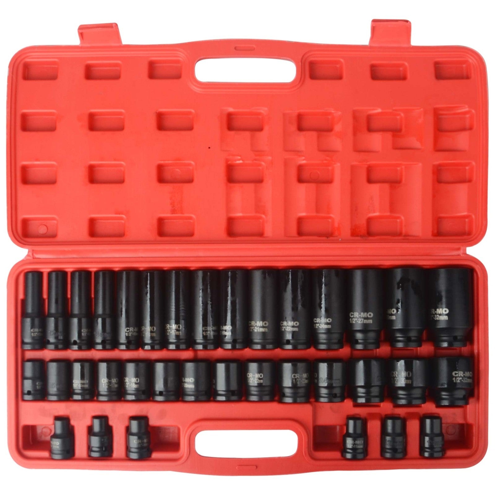8-32mm 1/2" Sq Metric Drive Deep Impact Socket Tool Set Garage UK