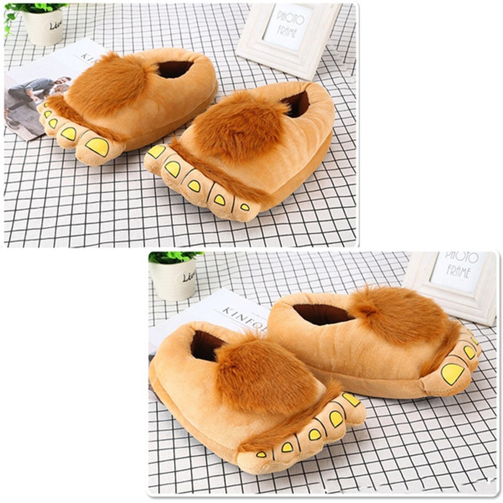 Womens Plush Slippers Monster Adventure Novelty Winter Warm Hobbit Feet Slippers