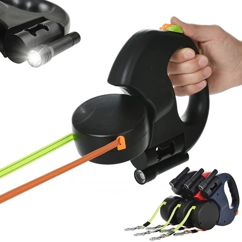 Retractable Reflective Dual Pet Leash Lead 360Swivel Double Dog Walking Leash.*