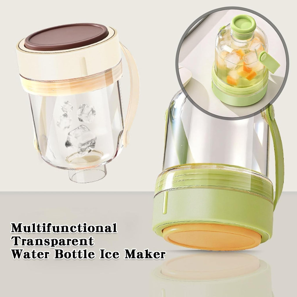 2 in 1 Ice Cube Bottle, Portable Ice Cube Water Bottle with Handle