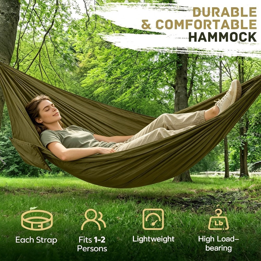 2 Person Double Camping Hammock Chair Bed Outdoor Hanging Swing Sleeping Garden