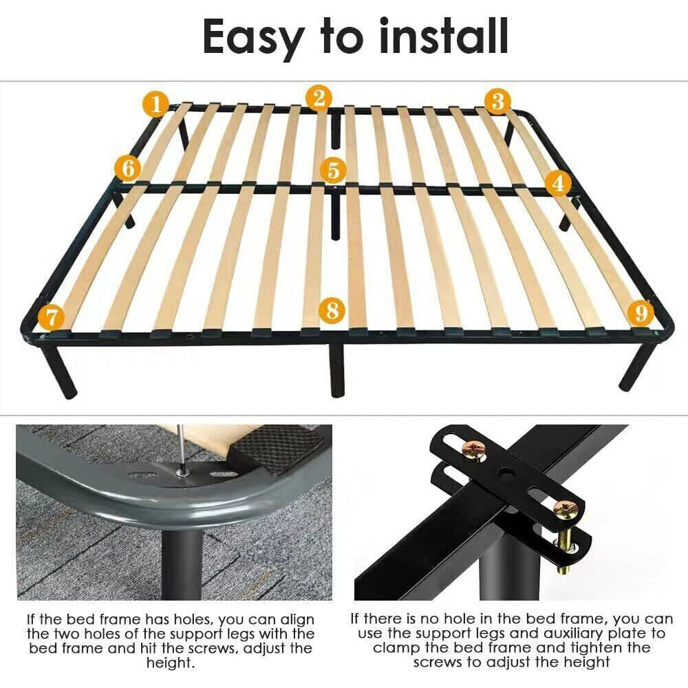 2X Bed Legs Adjustable Retractable Heavy Duty Bed Center Frame Support Feet Leg