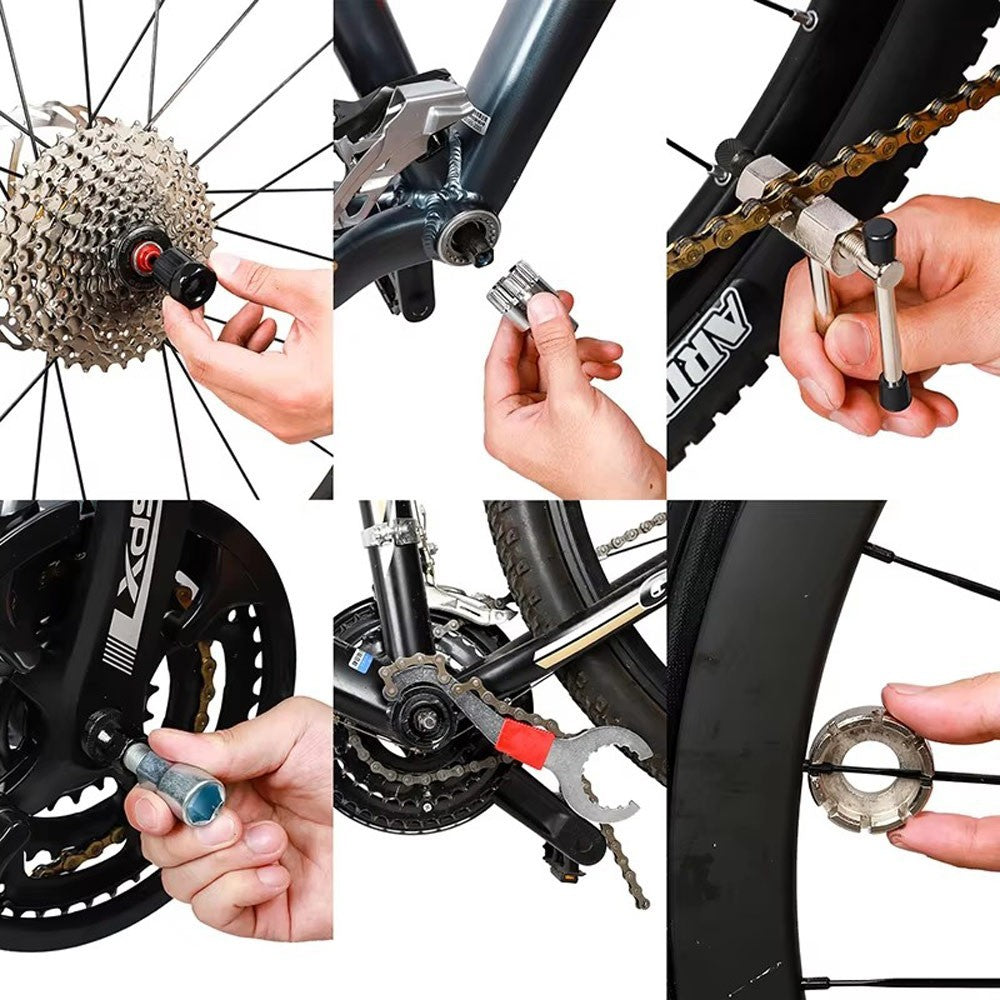 6PCS Bicycle Repair Kits Bike Cassette Crank Chain Whip Spanner Removal Tools