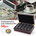46MM Coin Capsules 50pcs Wooden Storage Case Collectors Display Holders Box