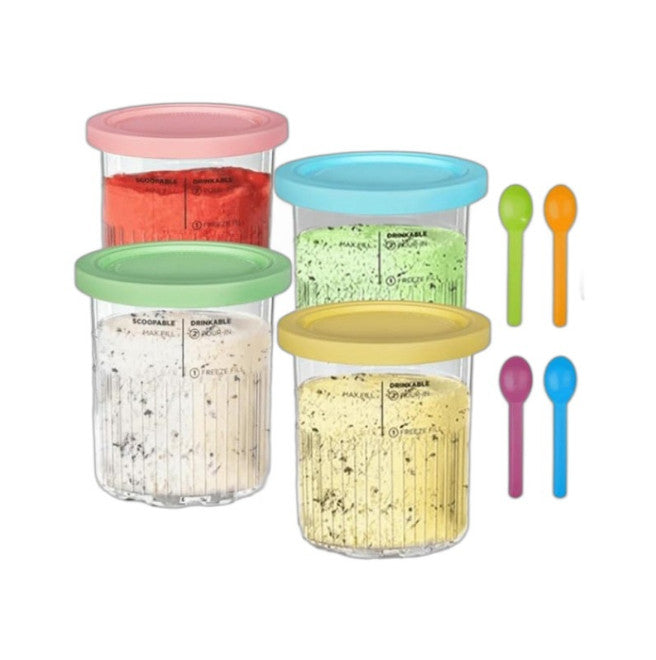 For Ninja NC500 NC501 Tubs 4 Pack with Color Lids, Replacement Pint Containers