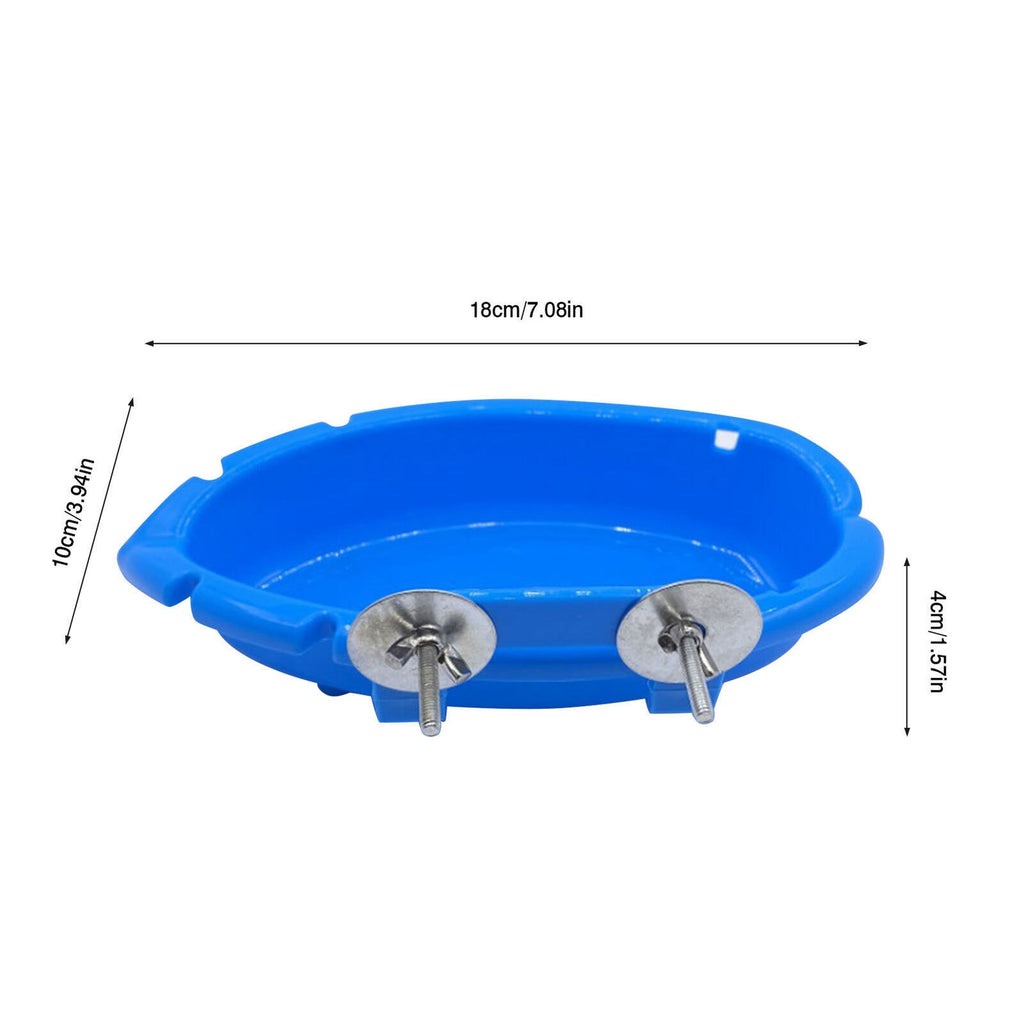 Blue Bird Bath Bathtub Toy Parrot Food Tray Cage Hanging Shower Box Standing