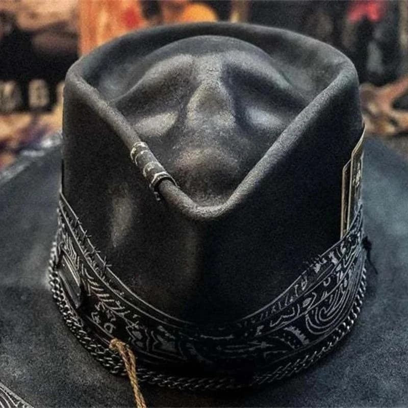 Cowboy Hat Halloween Skull Cowboy Hat Spooky Fashion Headwear Jewellery Felt 🎁