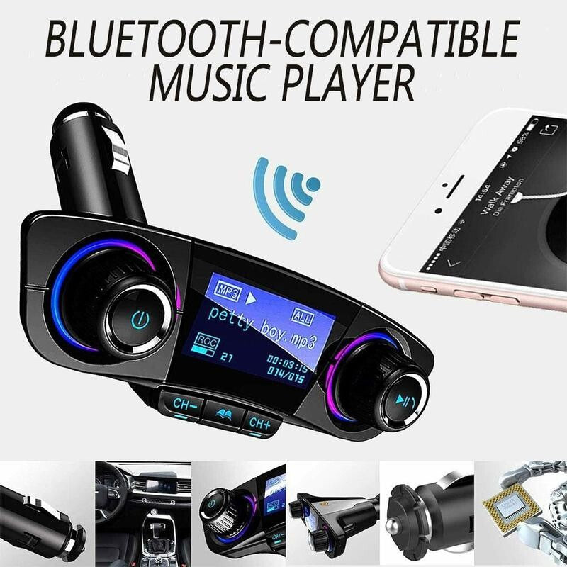 Car Wireless Bluetooth MP3 FM Transmitter AUX Audio Stereo Adapter 2 USB Charger