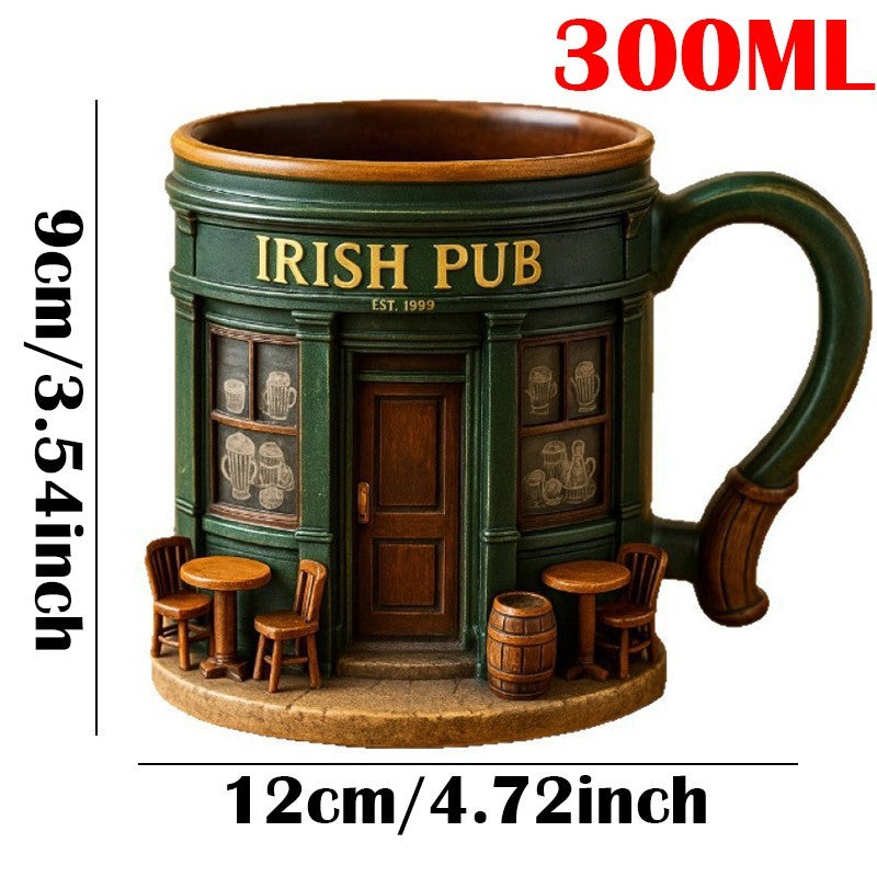 Irish bar 3D resin lined cup w/handle perfect for home/office or cafe decoration