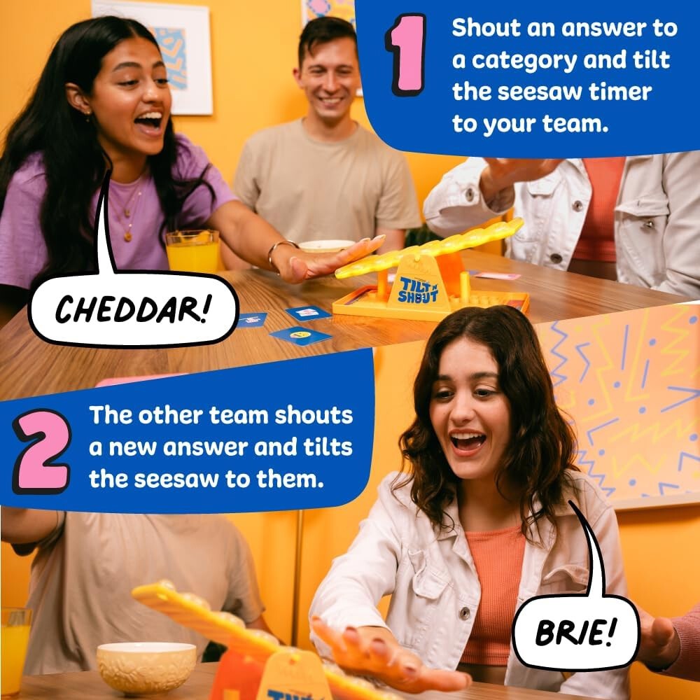 Hot Tilt 'n' Shout – Fast-Paced Family Party Game with 144 Unique Categories