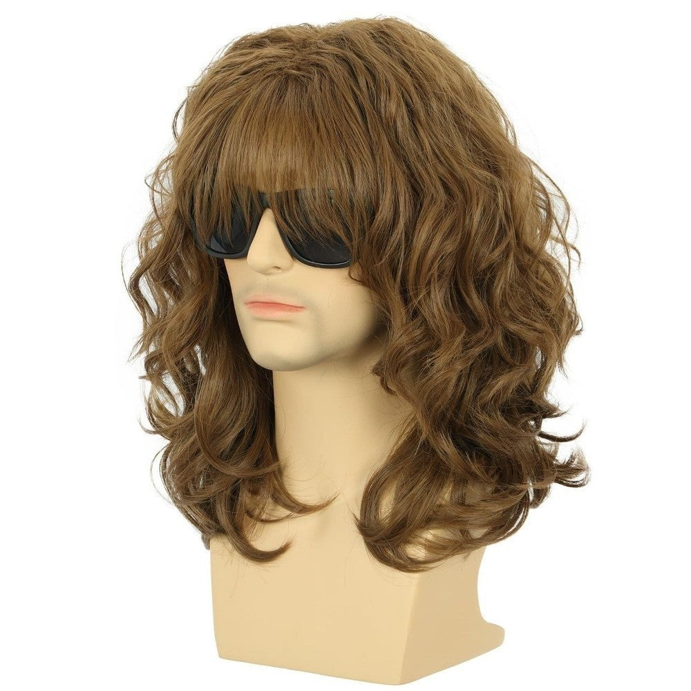 Punk Men Wig Retro Cosplay Wigs Male Wavy Wigs Short Curly Wigs Synthetic Hair