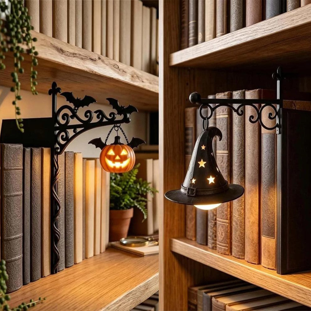 Library Lantern Bookshelf LED Lamp, Antique Hanging Shelf Light Decor for shelf