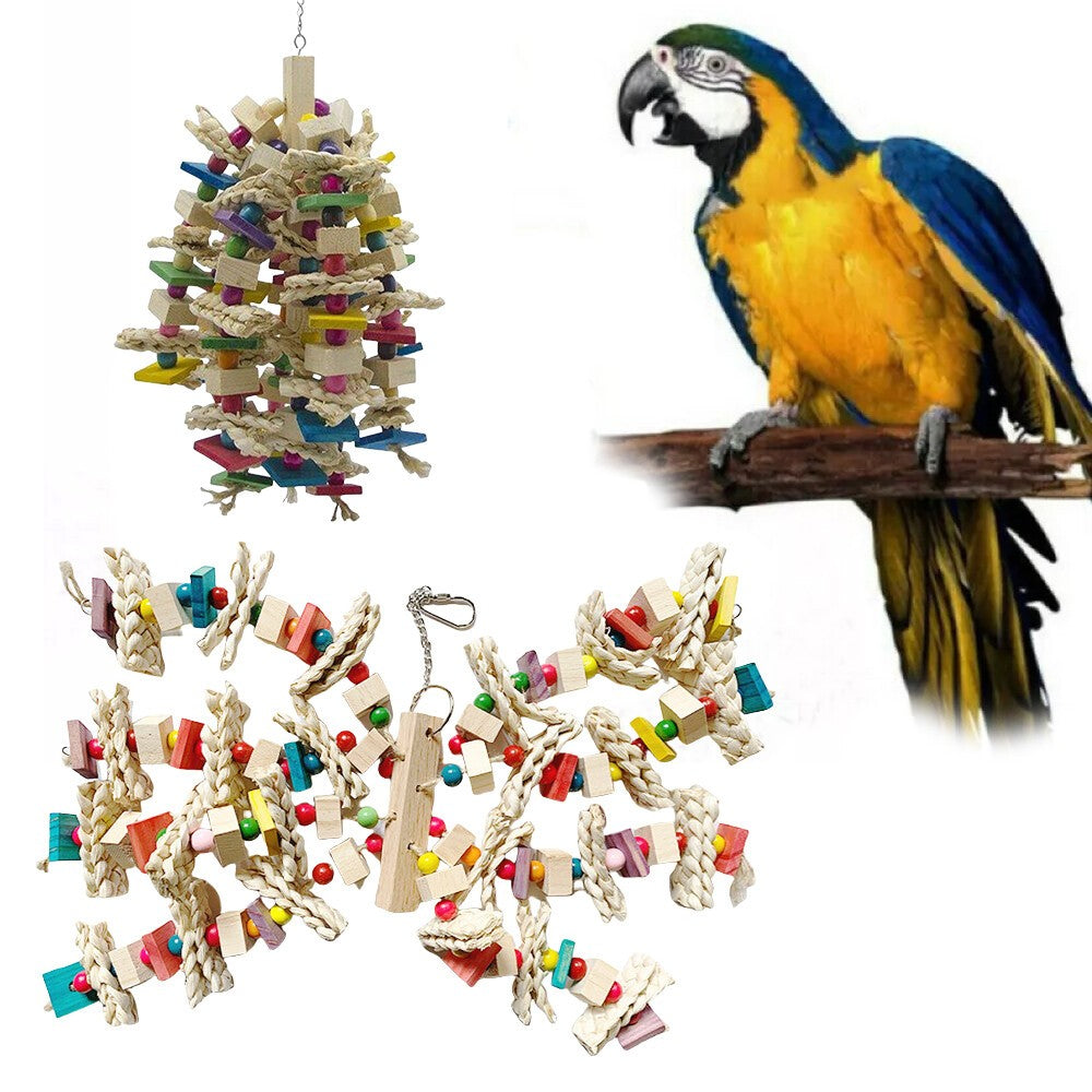 Bird- Cage Biting Toy for African Grey Macaws Cockatoos Large Parrot Chewing Toy