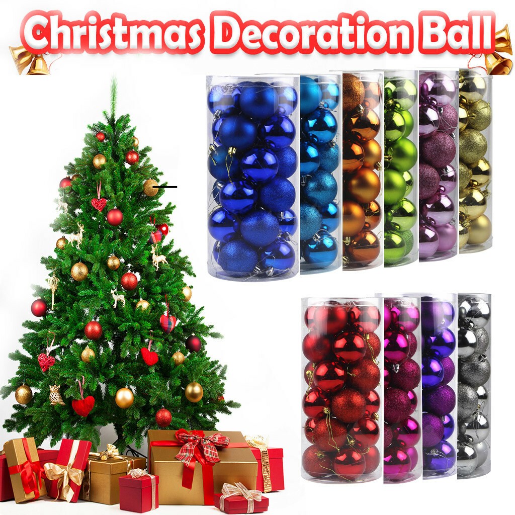 24Pcs 6cm New Christmas Tree Ball, Holiday Party Home Bauble Home Party Hanging