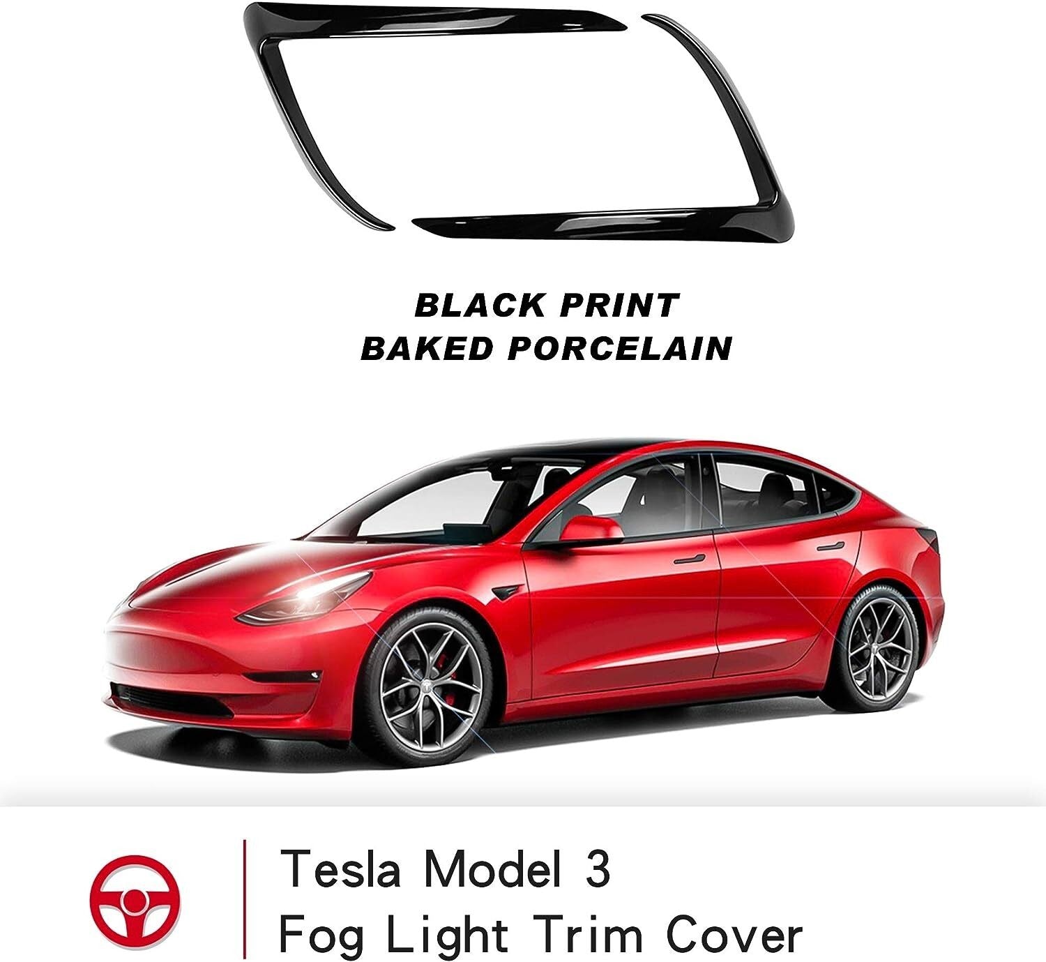 Tesla Model 3 Front Fog Light Trim Cover Fog Lamp Frame Blade Eyebrow Spoiler