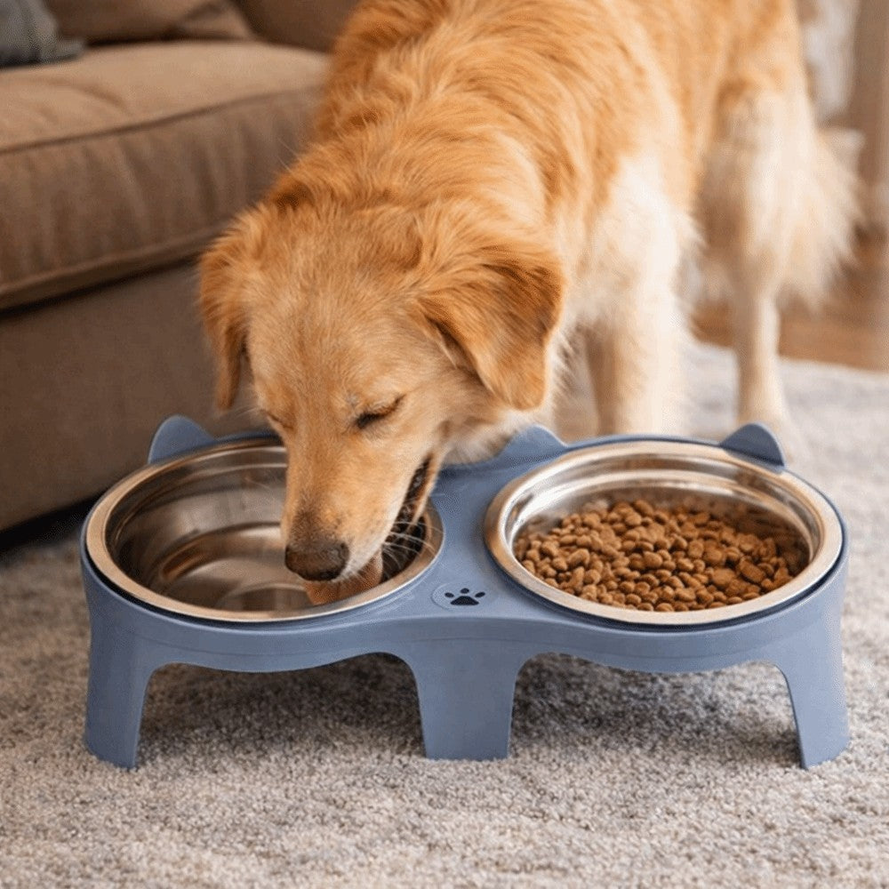 Pet Double Feeder Bowl Elevated Pet Bowl Cat Dog Water Food Bowl Pet Supplies