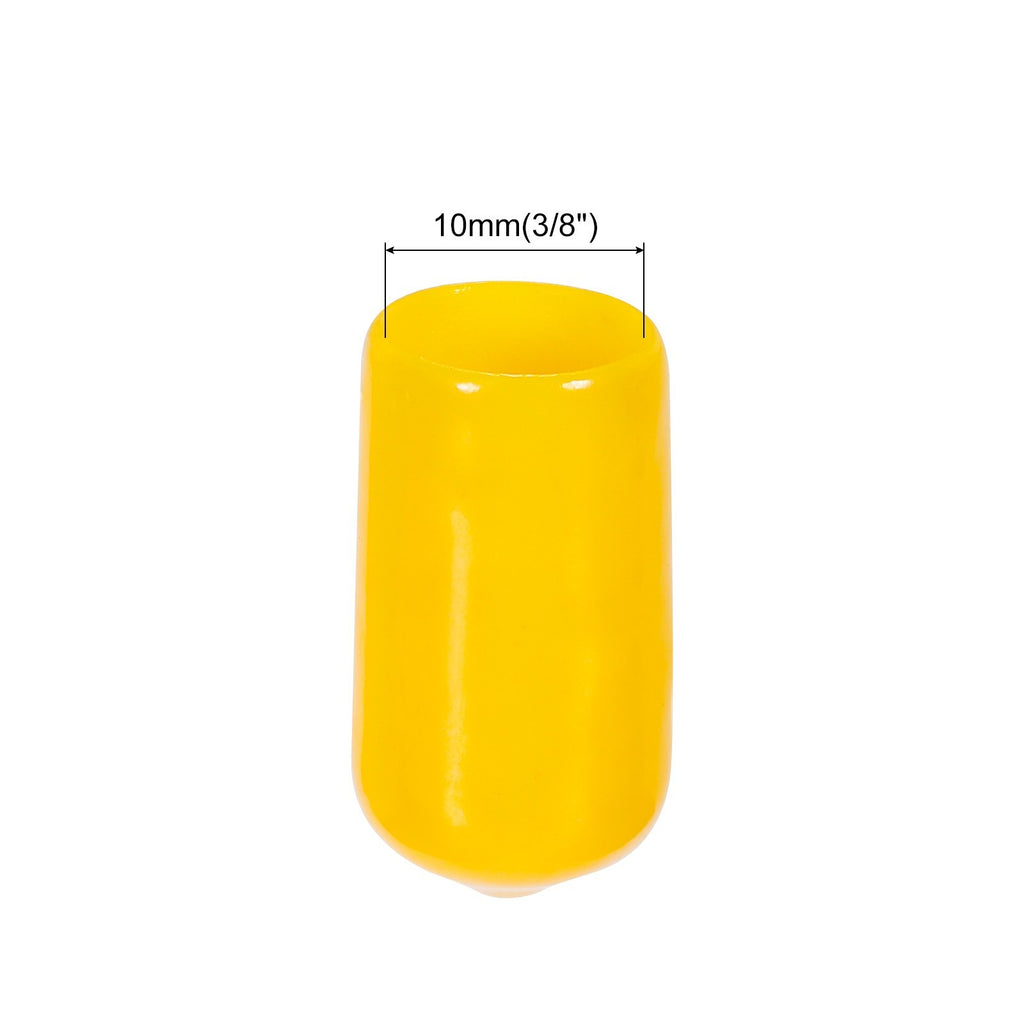 200pcs 10mm Rubber End Caps Cover PVC Vinyl Screw Thread Protector Yellow